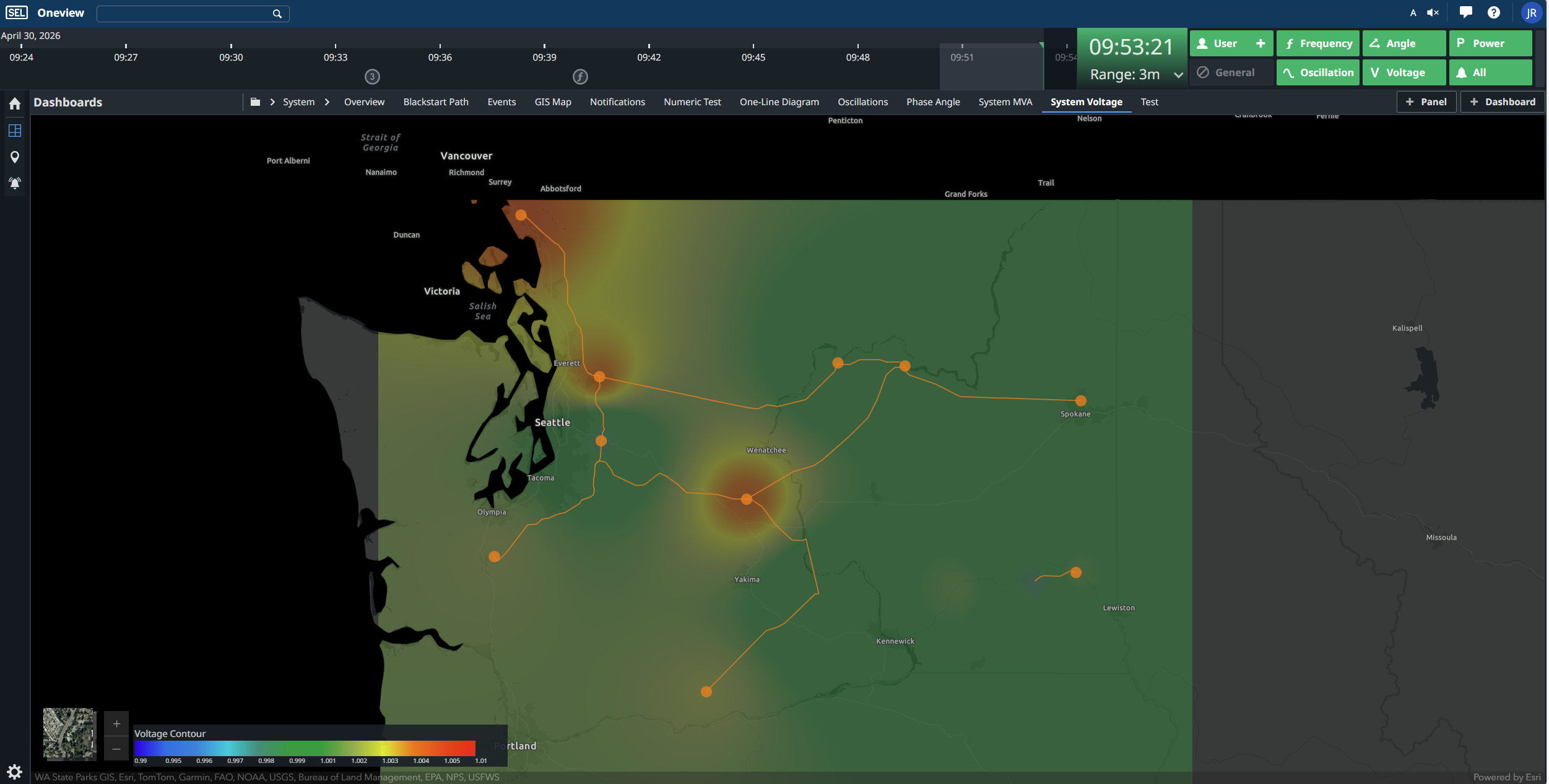 A view of the voltage monitoring interface.