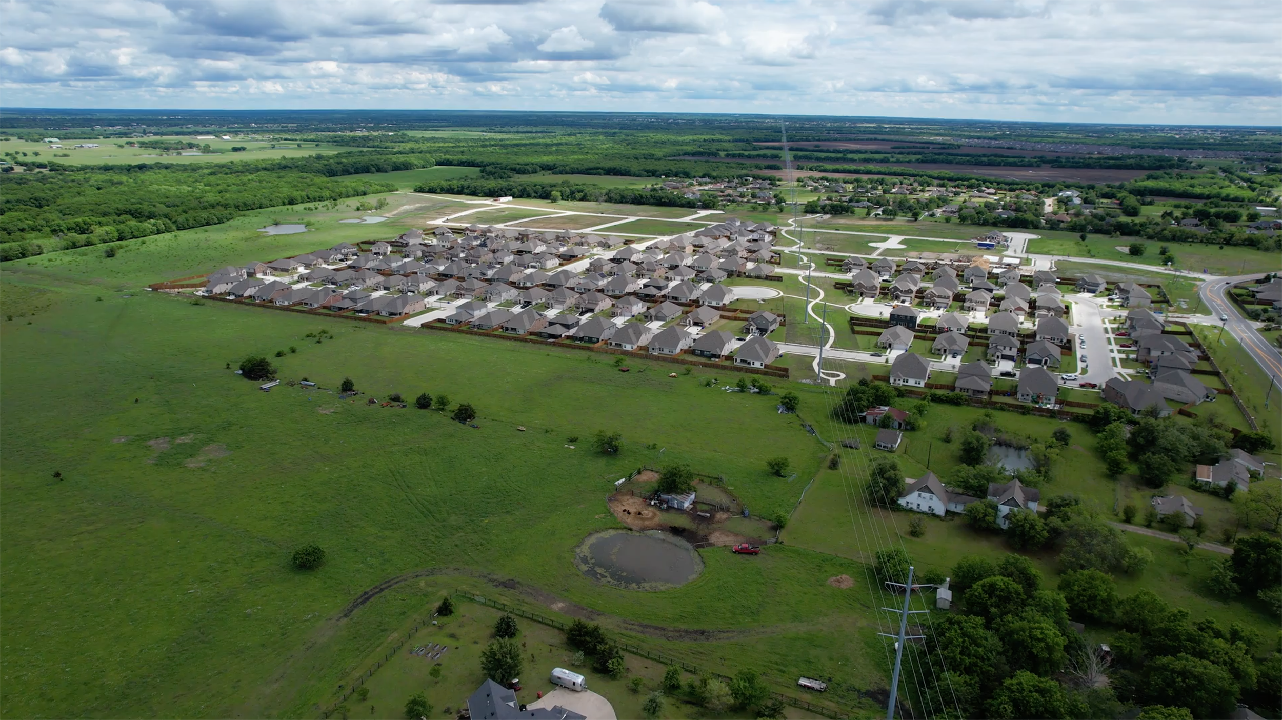 Drone footage over new developments